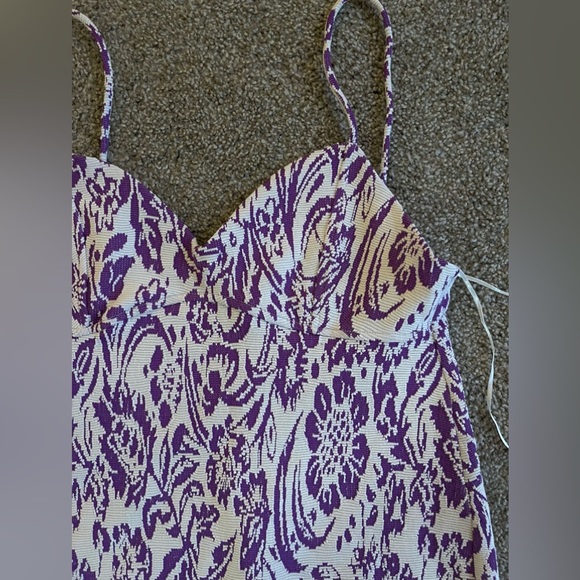 Zara Purple and White Design Thin Strap Dress - Picture 2 of 4